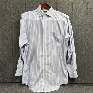 Jos A Banks Blue and White Dress Shirt with Pointed Collar and Long Sleeves